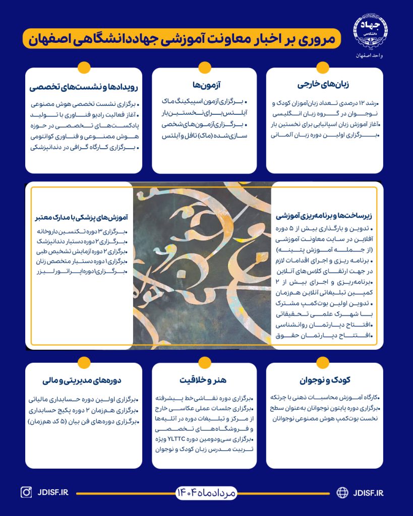 خبرنامه مردادماه ۱۴۰۴-معاونت آموزشی